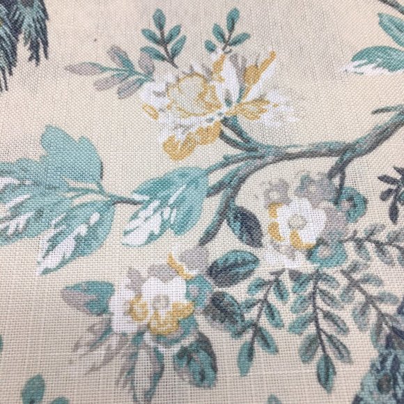 Laura Ashley Belvedere Peacock 4 Window Curtain Panels 2 Sets Blue Turquoise 84" - Picture 8 of 12